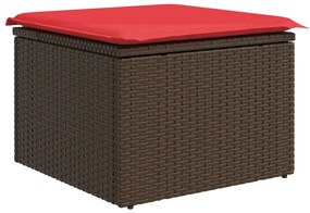 vidaXL Banco de jardim com almofada marrom 55x55x37 cm vime sintético