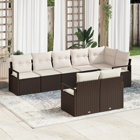 Conjunto de Sofá de Jardim de 8 Peças com Almofadas Castanho Rattan vi