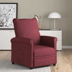 vidaXL Poltrona reclinável tecido vermelho tinto