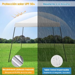 Tenda exterior dobrável instantânea de 3x3m com pernas inclinadas e paredes laterais ajustáveis com altura ajustável Branca