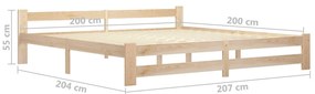 Estrutura de cama madeira de pinho maciça 200x200 cm