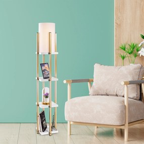 Candeeiro de Pé 7119 – Branco e Dourado – 25 x 25 x 130 cm