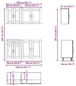 4 peças armário de cozinha conjunto Kalmar branco