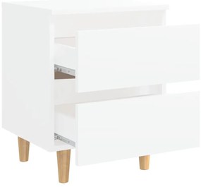 Mesa de cabeceira c/ pernas de pinho maciço 40x35x50 cm branco