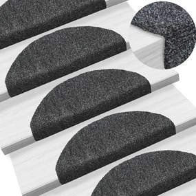 vidaXL Tapetes de escada autoadesivos 10 pcs 65x21x4 cm cinza-escuro