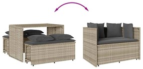 3 pcs conjunto de jantar p/ jardim c/ almofadões cinzento claro
