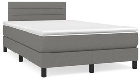 vidaXL Cama boxspring com colchão 120x190 cm tecido cinzento-escuro