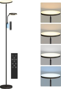 Candeeiro de pé LED de 42 W com regulação de intensidade, 2700 K-6500 K, variação contínua de 4 cores, 4 modos de cena, comando à distância e controlo