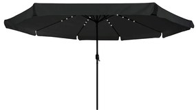 Guarda-Sol com Luzes LED ø395x245 cm Preto