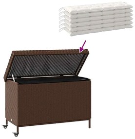 Caixa de arrumação com rodas 110x55x73 cm vime PE castanho