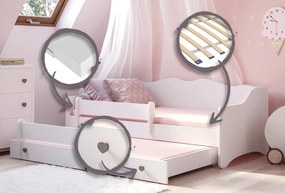 Cama infantil dupla Emma II branca 160x80 - colchão e estrado incluído
