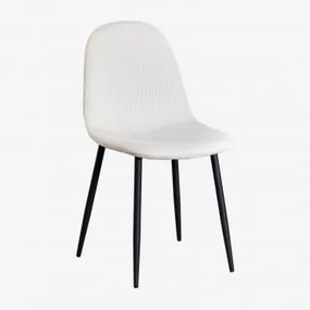 Pack De 4 Cadeiras De Jantar Glamm Preto & Bombazina Crema Linho & Bombazina - Sklum