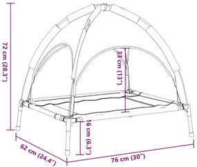 Cama para cães com toldo tecido oxford e aço antracite