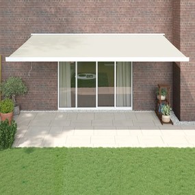 vidaXL Toldo retrátil 5x3 m tecido e alumínio cor creme