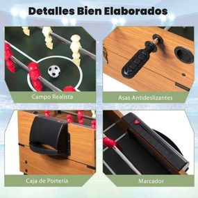 Mesa de jogo multifuncional Crianças 3 em 1 com matraquilhos, bilhar e Air hóquei castanho