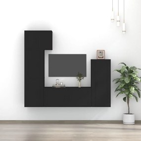 vidaXL Conjunto móveis de TV 5 pcs madeira processada preto