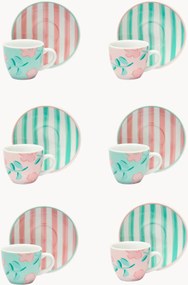 Chávenas de chá em porcelana com pires Primula, conjunto de 12