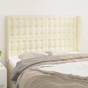 vidaXL Cabeceira cama c/ abas couro artificial 147x23x118/128 cm creme