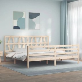 vidaXL Estrutura de cama com cabeceira 200x200 cm madeira maciça