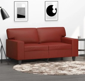 vidaXL Sofá de 2 lugares 120 cm couro artificial vermelho tinto