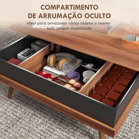 Mesa de Centro Elevatória – Table Basse Noire – 100x79x54 cm – Castanh