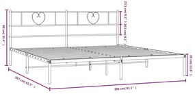 Estrutura de cama com cabeceira 200x200 cm metal preto