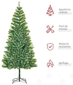 HOMCOM Árvore de Natal Artificial 210cm com 968 Ramos e Suporte de Met