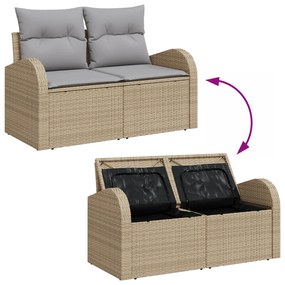 Conjunto de Sofá de Jardim vidaXL de 7 Peças com Almofadas Bege Rattan