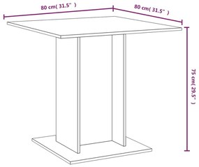 Mesa de jantar 80x80x75 cm derivados de madeira cinzento sonoma