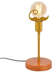 Candeeiro de Mesa Beami – Nogueira e Ouro – 15 x 15 cm, Altura 35 cm