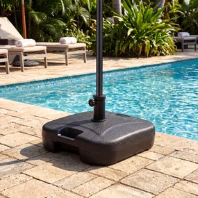 Base quadrada recarregável para guarda-sol de jardim pesado (27 kg) com 3 adaptadores para postes de 33/38/48 mm Preta