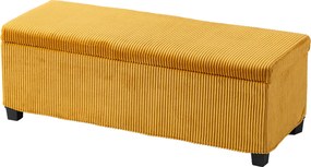 HOMCOM Banco com Arrumação 84 L 112x42x40 cm em Bombazina para Quarto e Sala Amarelo | Aosom Portugal