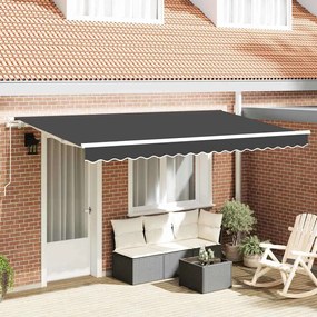 vidaXL Toldo Retrátil Antracite e Branco 3.5 x 2 m Poliéster e Metal