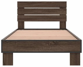 Estrutura de cama derivados de madeira/metal carvalho castanho