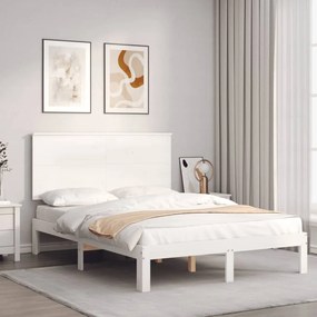 Cama sem colchão 140x190 cm madeira de pinho maciça branco