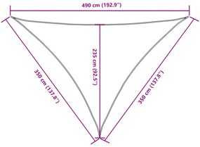 Para-sol tecido oxford triangular 3,5x3,5x4,9m cinza-acastanh.