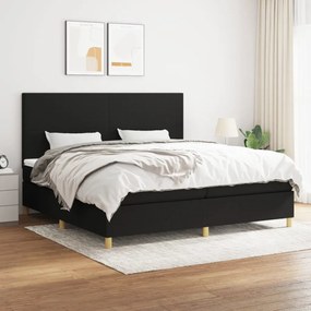 vidaXL Cama com molas/colchão 200x200 cm tecido preto