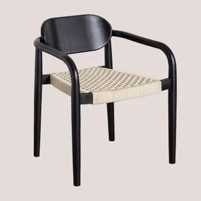 Cadeira para Jardim com Braços em Madeira Naele Vintage Preto Claro - Sklum