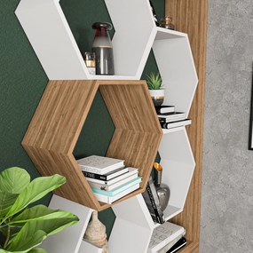 Estante Artemis – Branco e Nogal – 90 x 24,6 x 140 cm