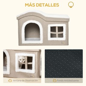 PawHut Casa Dobrável para Gatos Caverna para Gatos Grande com Tampa Re