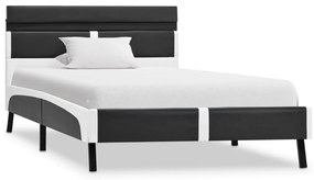 Estrutura de cama c/ LED 90x200 cm couro artificial cinzento