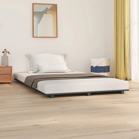 Estrutura de cama 150x200 cm madeira de pinho maciça cinza