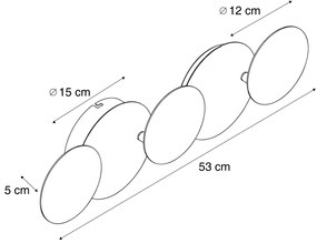 Candeeiro de Parede Moderno Preto com LED Regulável em 3 Níveis e 5 Luzes - Sunrise Moderno
