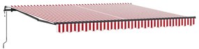 Tenda Retrátil Automática Listrada Vermelha e Branca - 400x300 cm