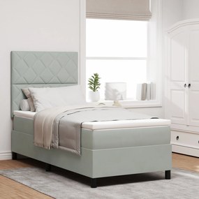 Cama Box com Colchão vidaXL Cinza Claro 90x200 cm Veludo