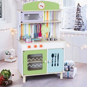 Cozinha de brincar infantil Cozinha de madeira com Acessório 60 x 30 x 107 cm Verde