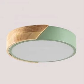 Candeeiro De Teto Led Jan Celadón - Madera Natural & Ø23 Cm - Sklum