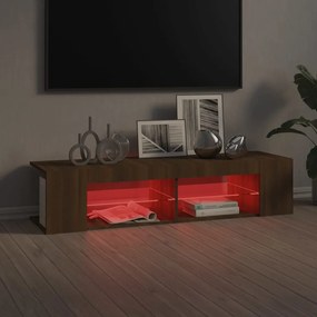 Móvel de TV com luzes LED 135x39x30 cm cor carvalho castanho