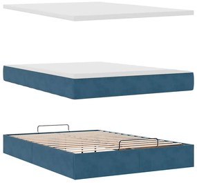Estrutura de cama otomana com colchão 140x190cm azul escuro