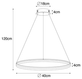 Candeeiro de suspensão design branco 40 cm incl. LED regulável em 3 níveis - Anello Moderno